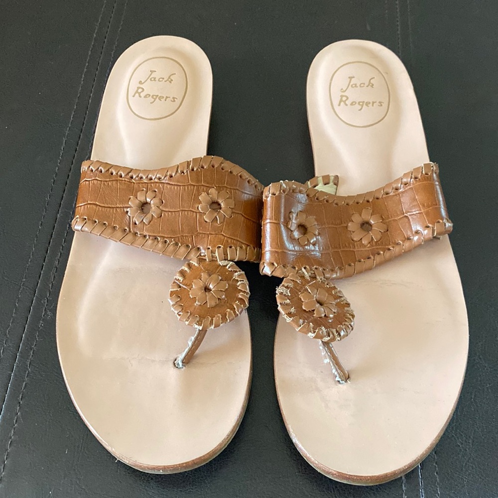 Jack Rogers Sandals Size 9 Brown Crocodile Leather